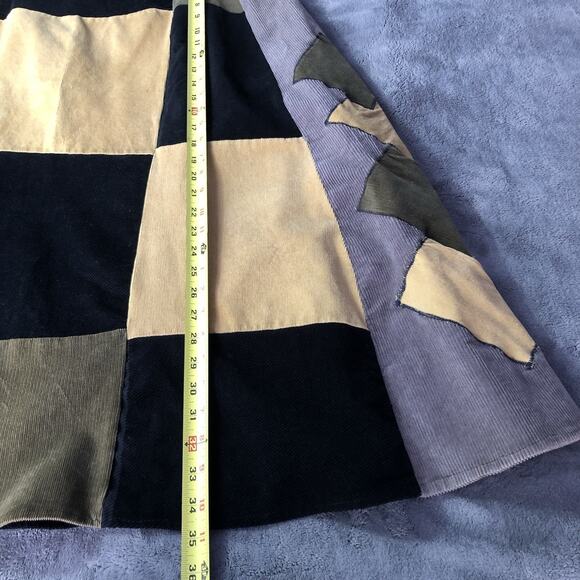 Women's Patchwork Maxi Skirt Heavy Corduroy Hippie Festival Size XL Brown Tan - Picture 4 of 8